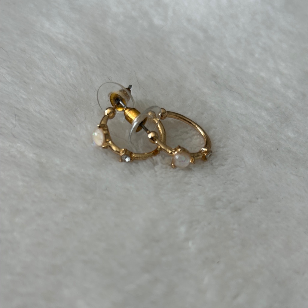 Opal Gold Hoop Earrings